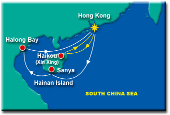 Sanya / Halong Bay / Haikou Cruise Map.