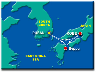 Kobe / Beppu Cruises Map.